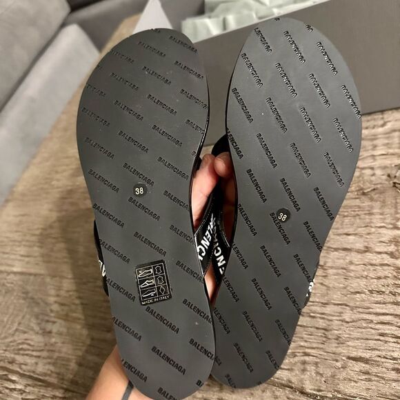 Balenciaga Croc Embossed Logo Sandals. - Picture 6 of 9